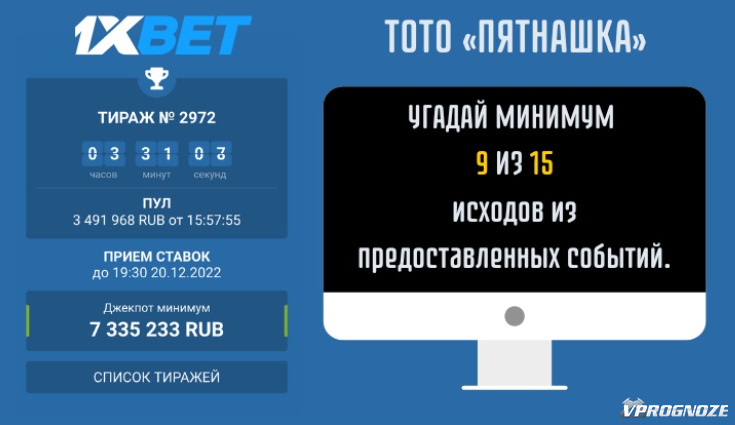 список тиражей тото 1xbet пятнашка