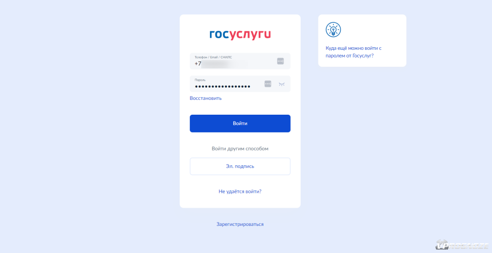 Авторизация на «Госуслугах»
