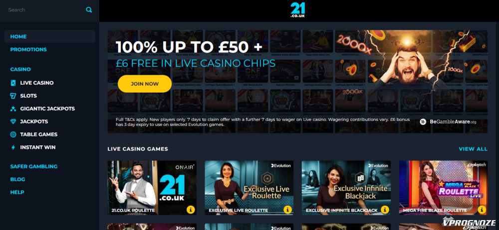 Официальный сайт онлайн-казино 21.co.uk