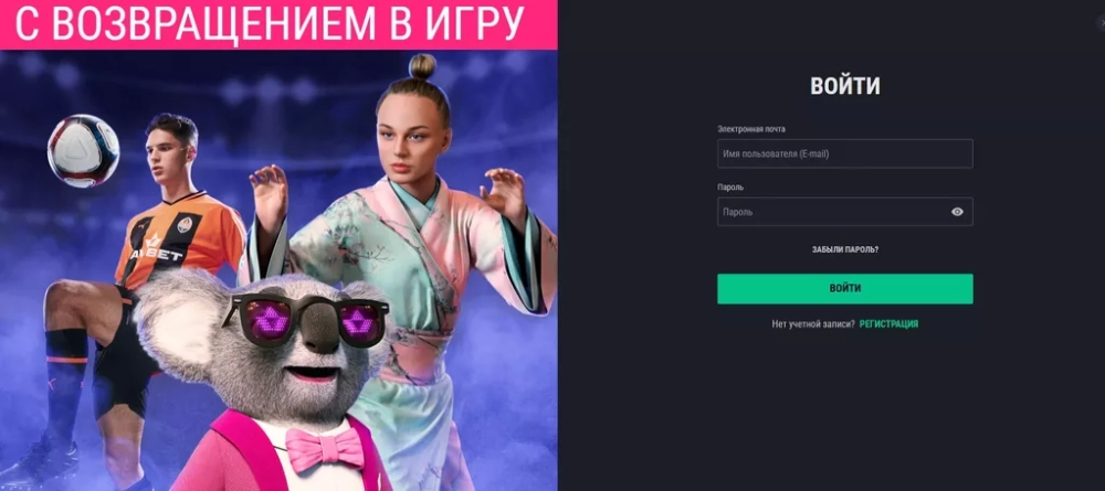 Форма для авторизации в букмекерской конторе Фавбет