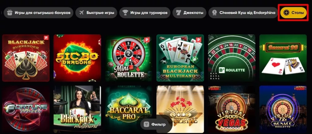 Настольные игры в казино Slots City