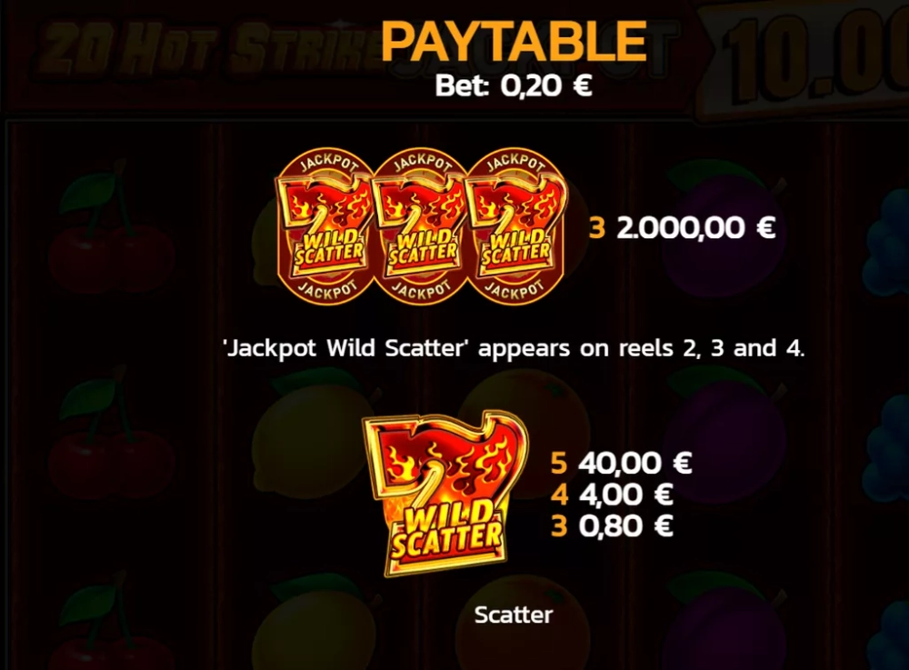 Информация о сумме джекпота в слоте Hot Strike Jackpot