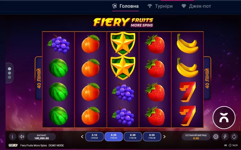 Игра Fiery Fruits More Spins в демо-режиме